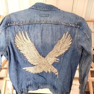RARE Lucky Brand Eagle Tomboy Trucker Jacket
